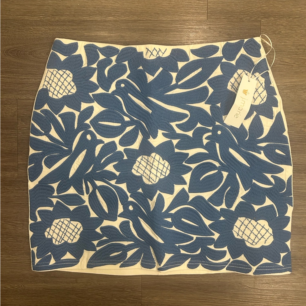 Blue and White Floral Mini Skirt -J marie